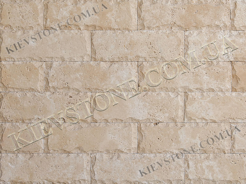 Travertine brushed+split, beige 10х30х1сm KievStone
