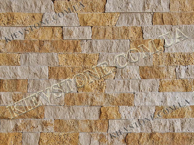 Travertine split, yellow-brown mix 2.5хLх1.2 сm KievStone