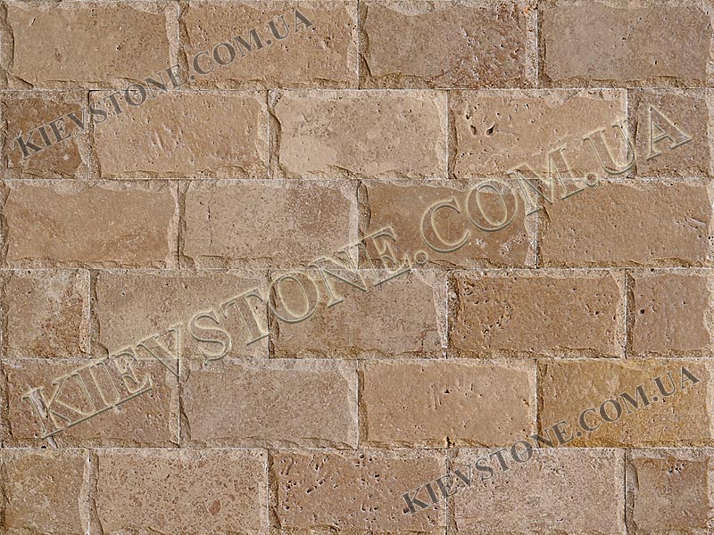 Travertine brushed with split, brown  7.5х15х1сm KievStone