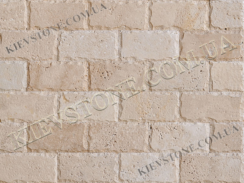 Travertine brushed with split, beige 7.5x15x1сm KievStone