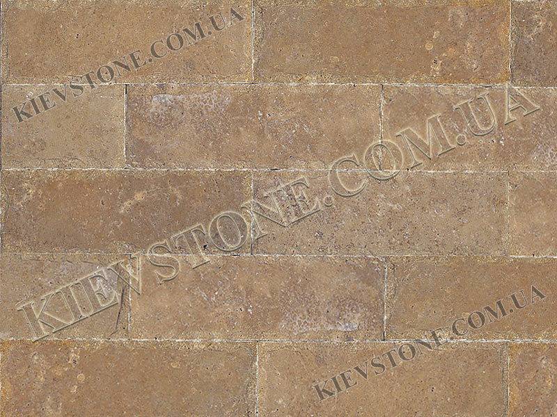 Travertine brushed+split, brown 10х30х1сm KievStone