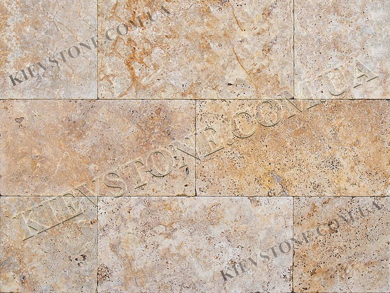 Travertine tumbled, yellow 20х40х1.2 сm KievStone