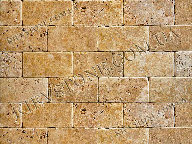 Travertine tumbled, yellow 10х20х1 сm KievStone
