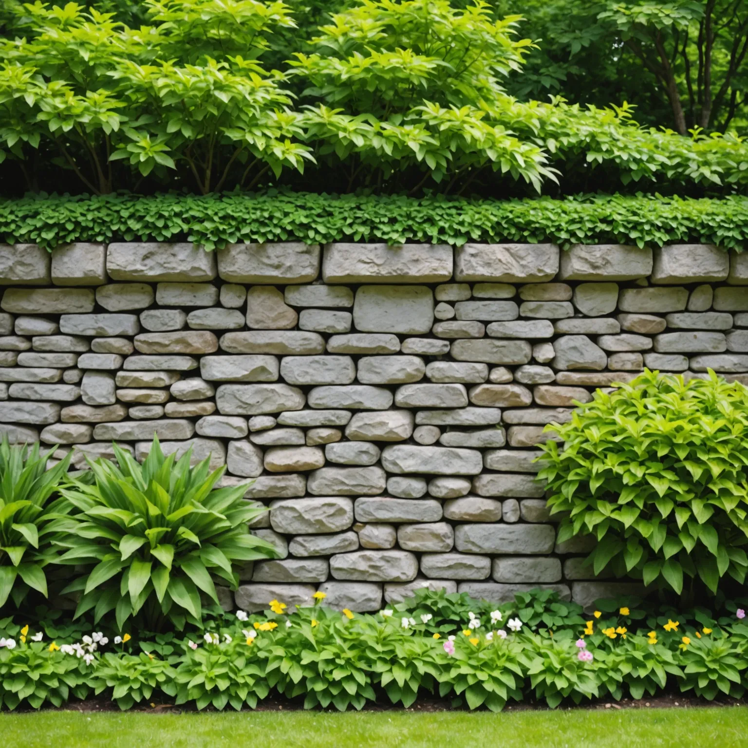 Strong stone fence for suburban plot