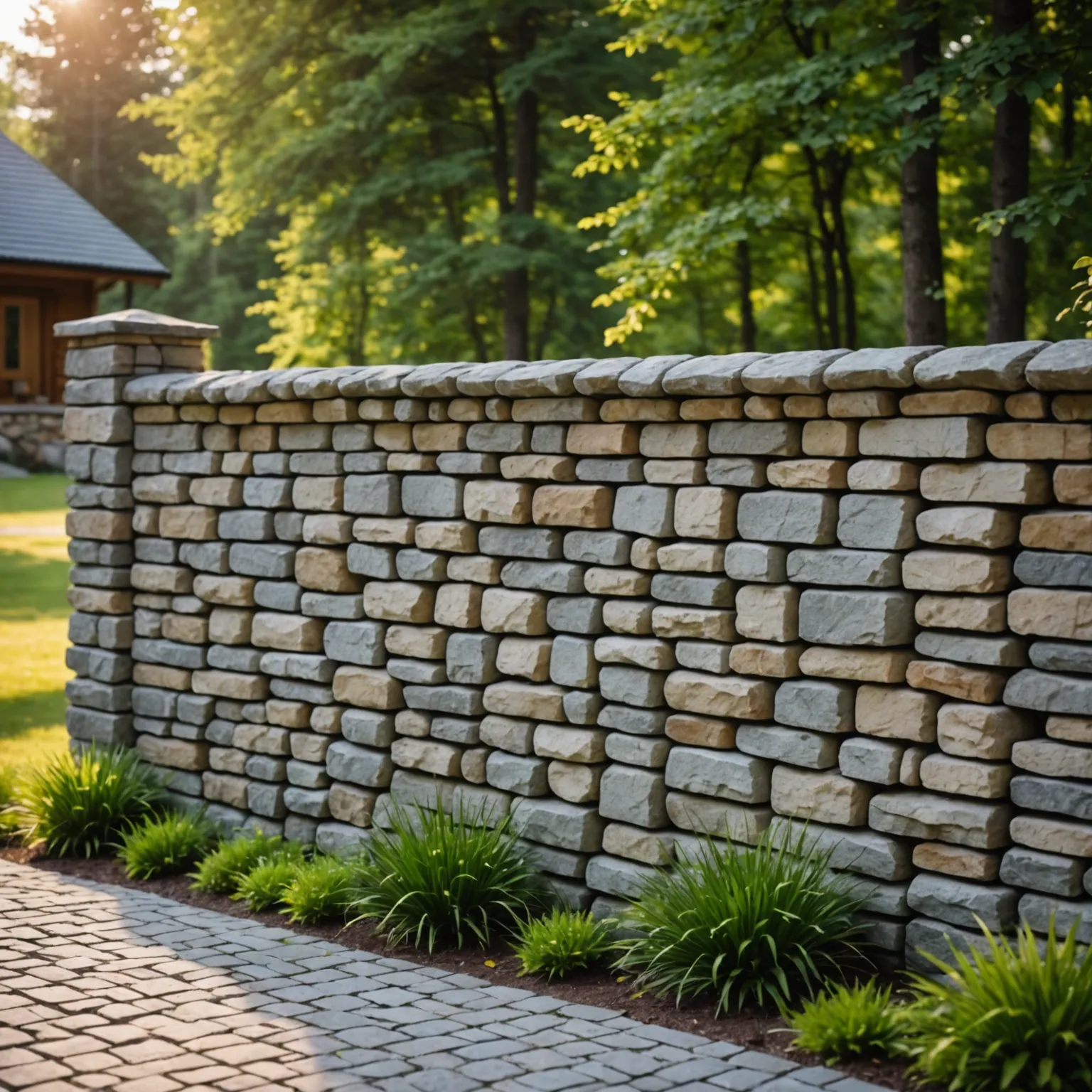 Aesthetic natural stone fence