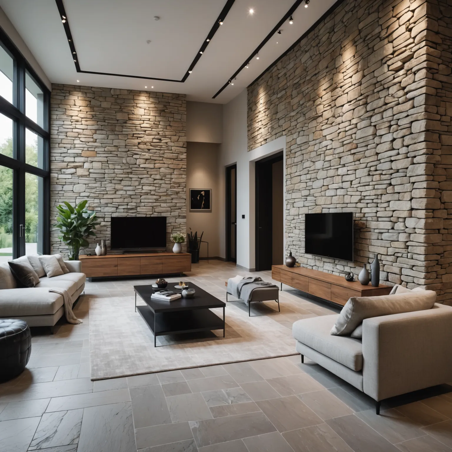 Graphite shade travertine for facade