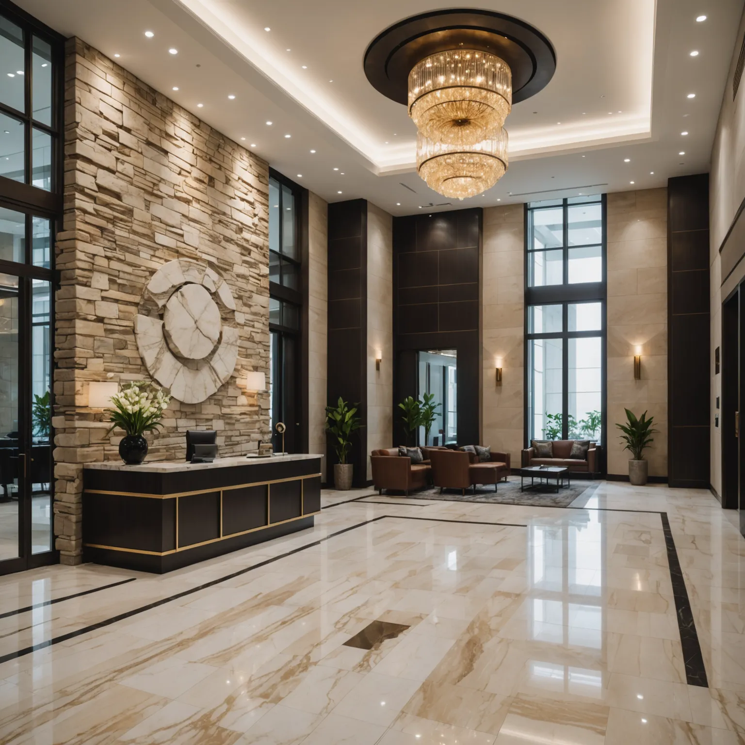 Interior design with travertine elements