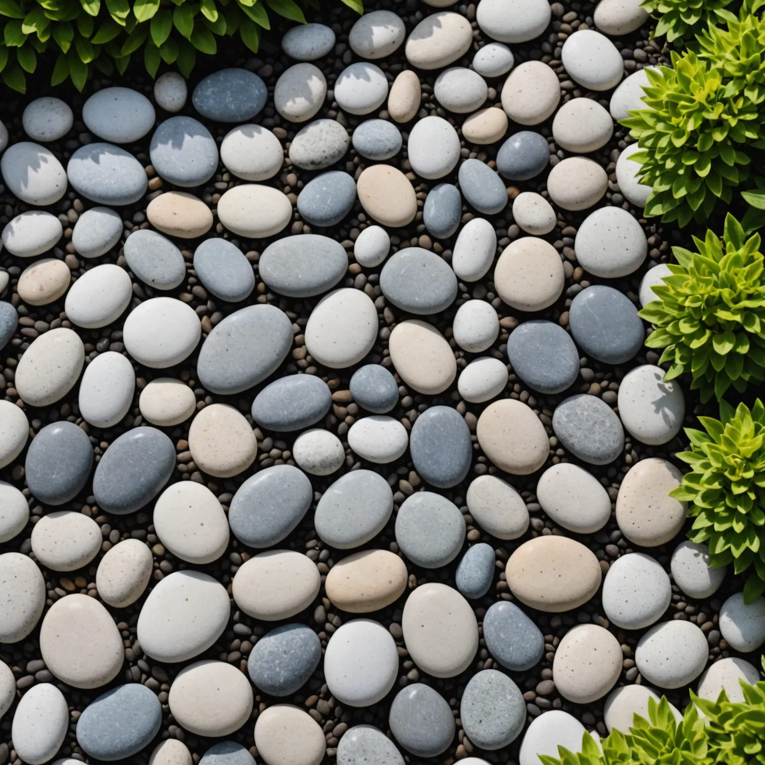 Slate and cobblestone garden design