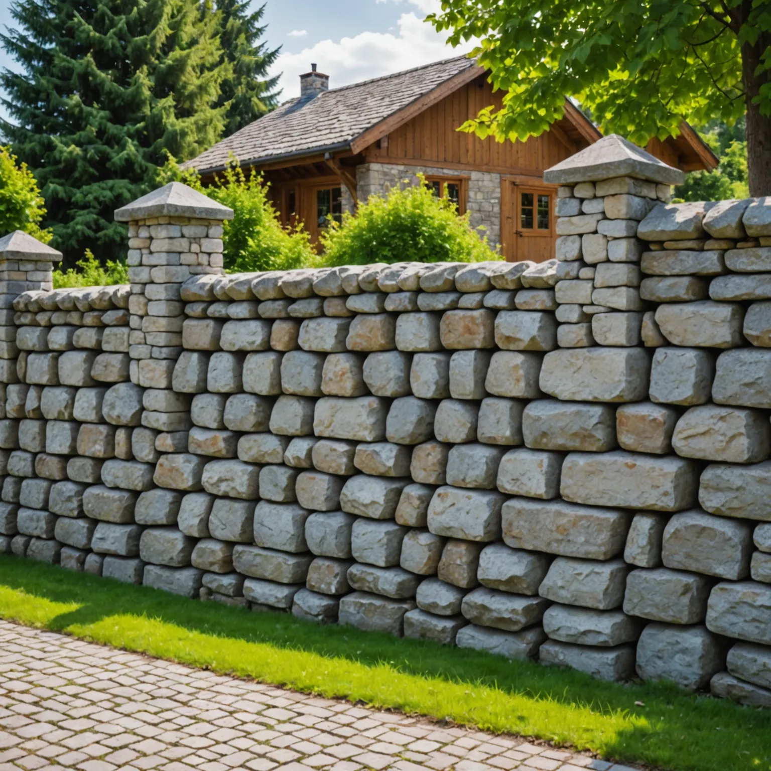 Stone fence made of natural stone