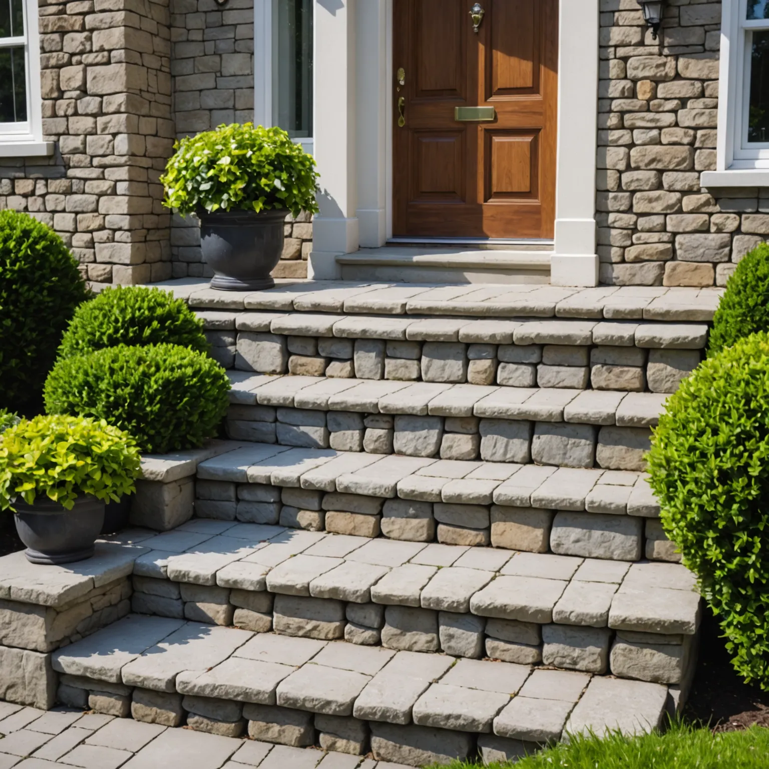 Textured stone surface for entrance steps