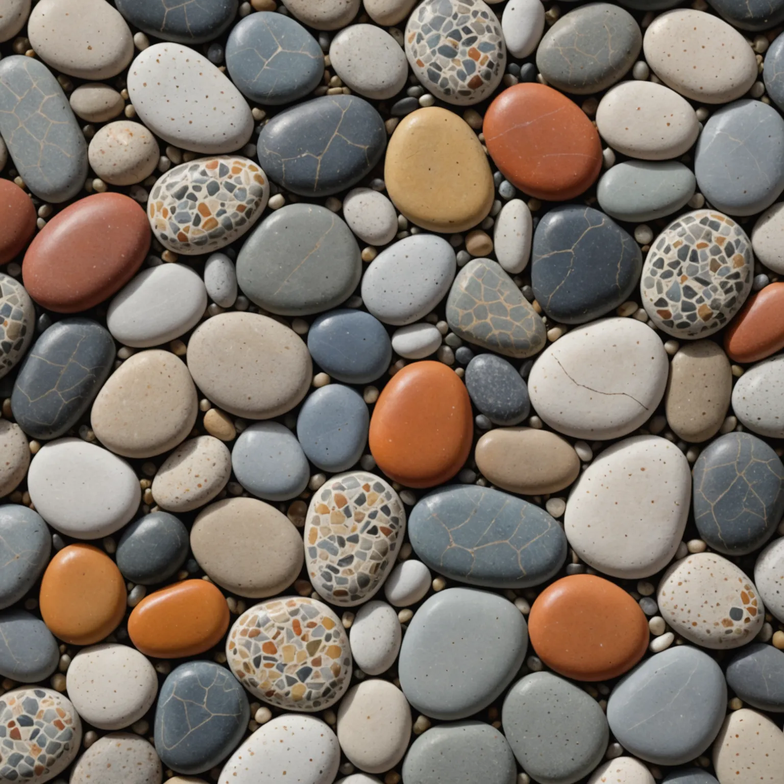 Pebble mosaic used in a garden pathway design