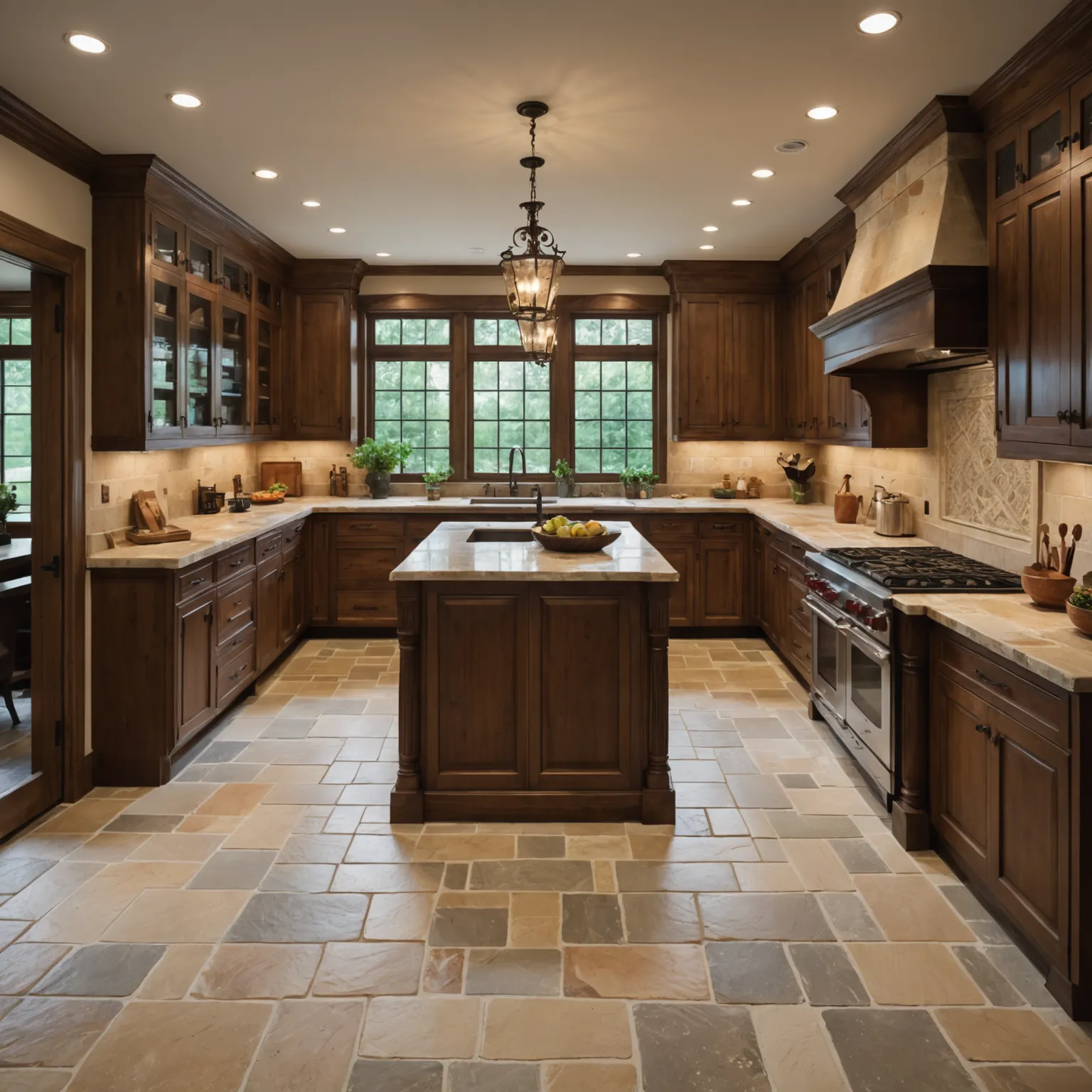 Natural stone used in a modern kitchen interior