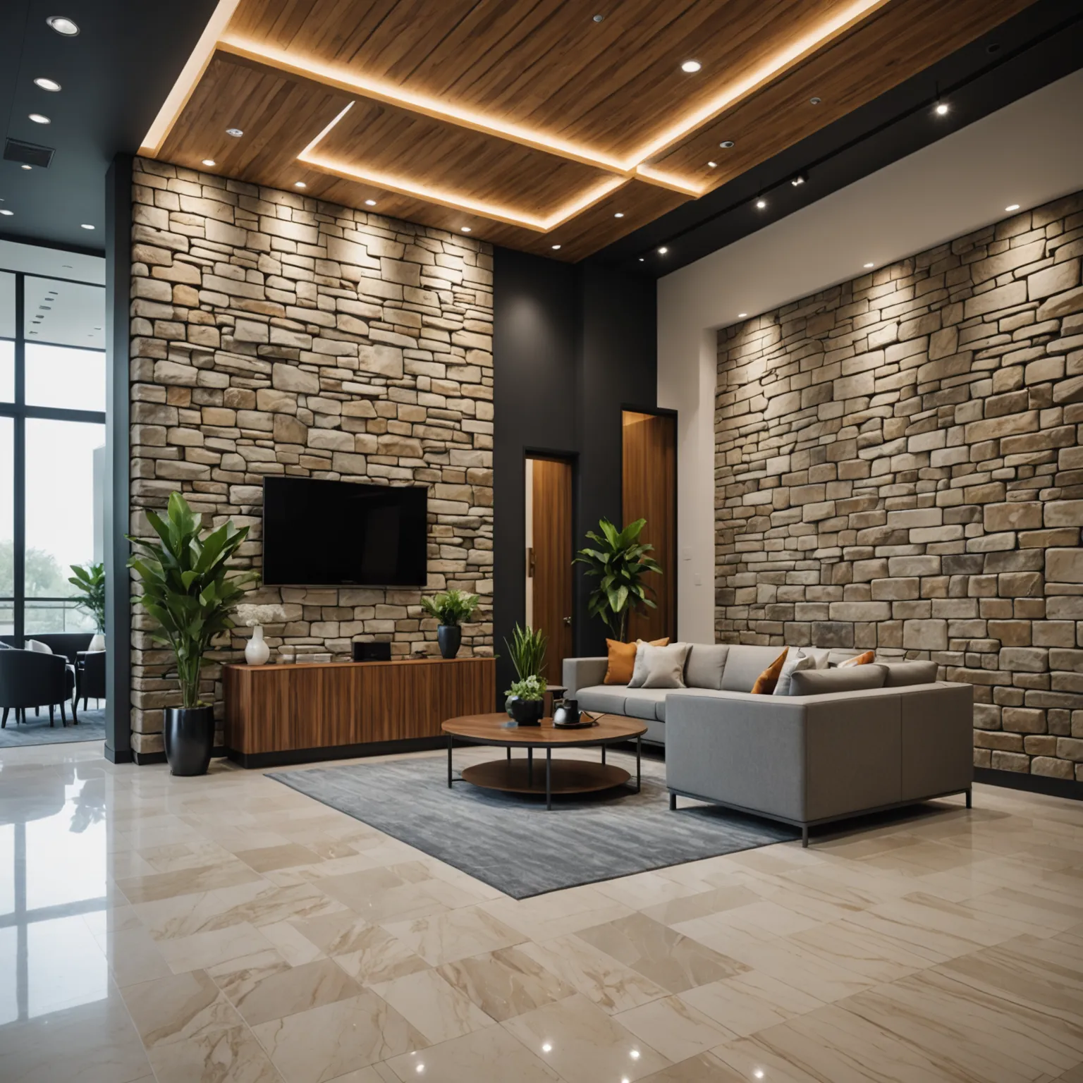 Natural stone used in interior renovation