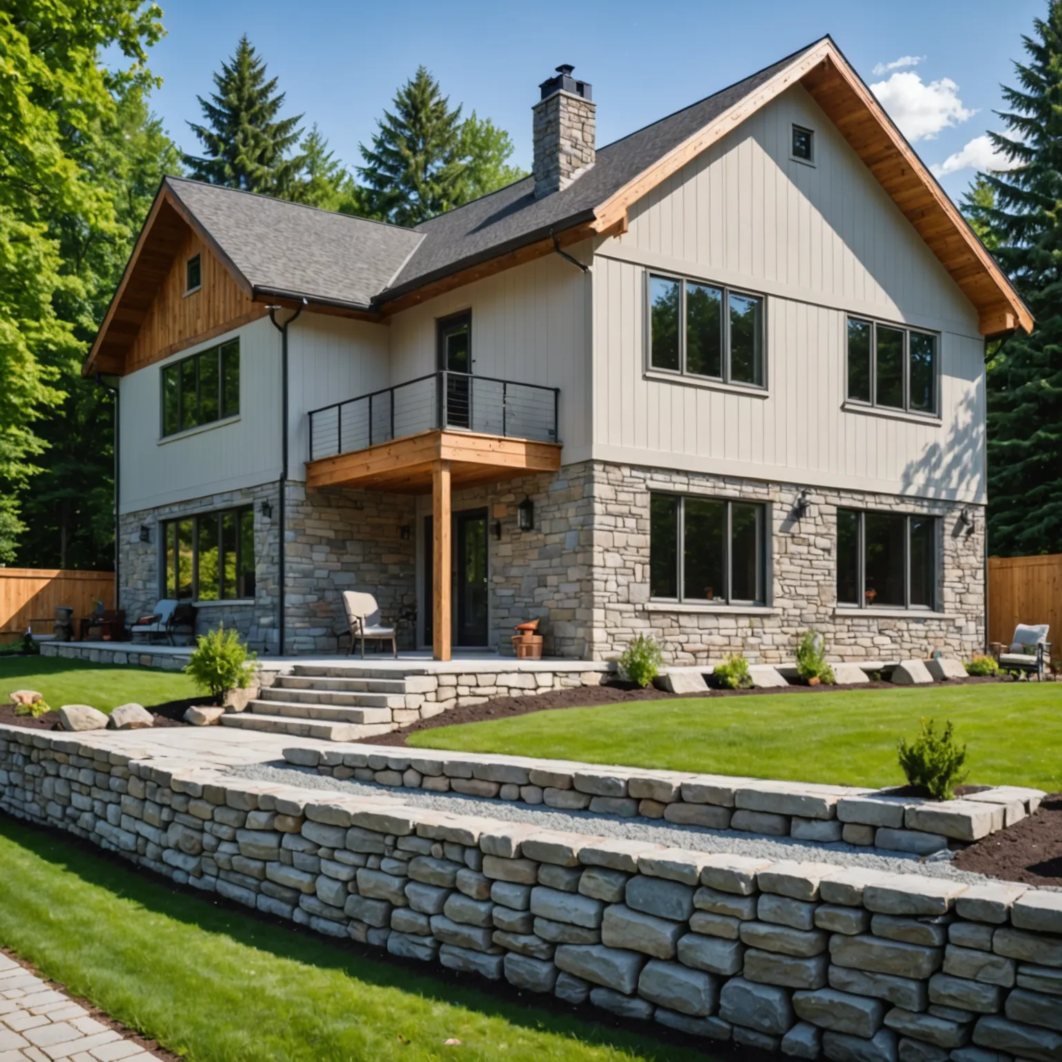 Natural stone paving in outdoor landscaping