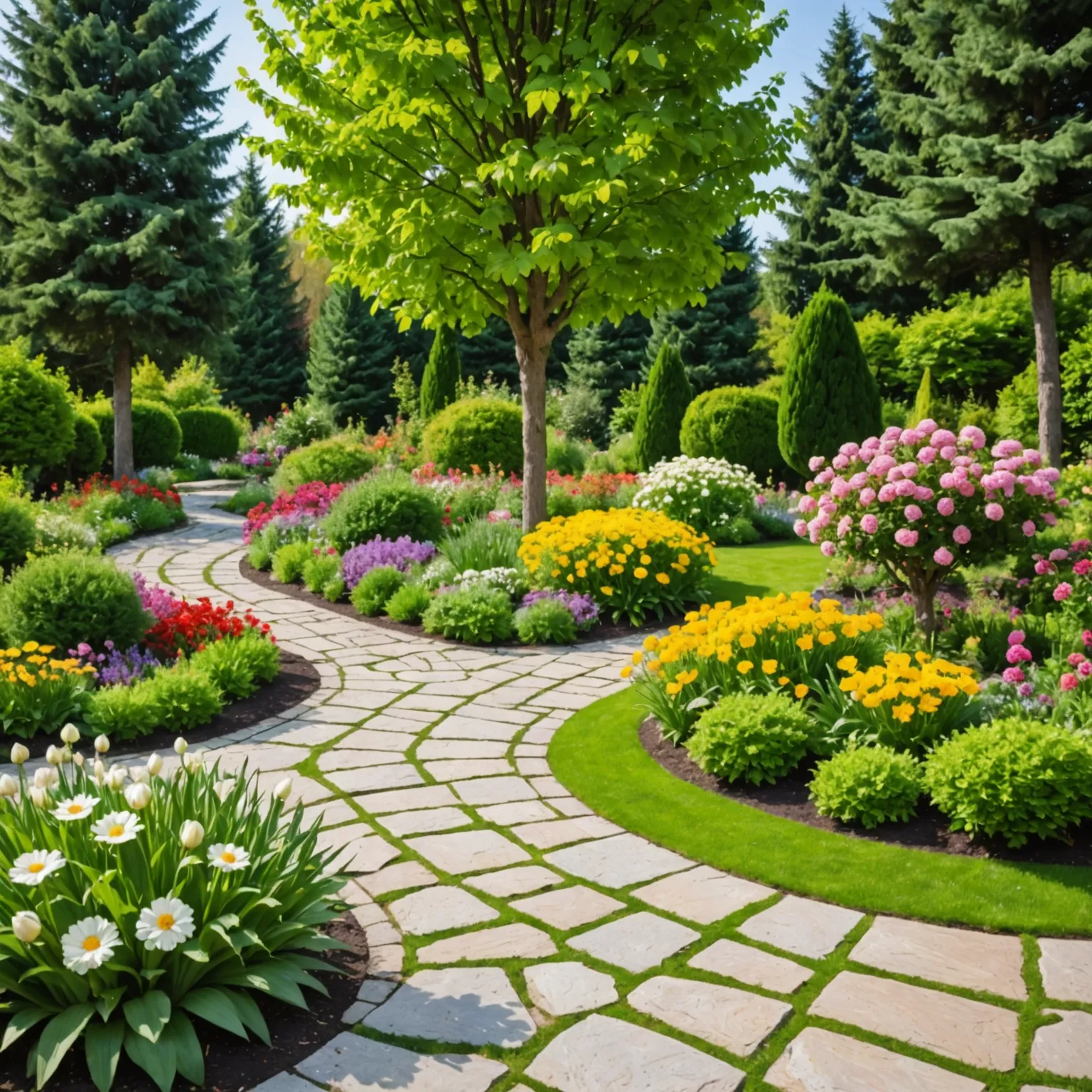 Garden pathway made of decorative stone
