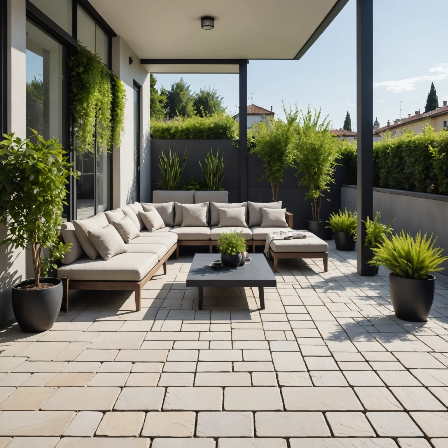 Stone terrace in a private garden