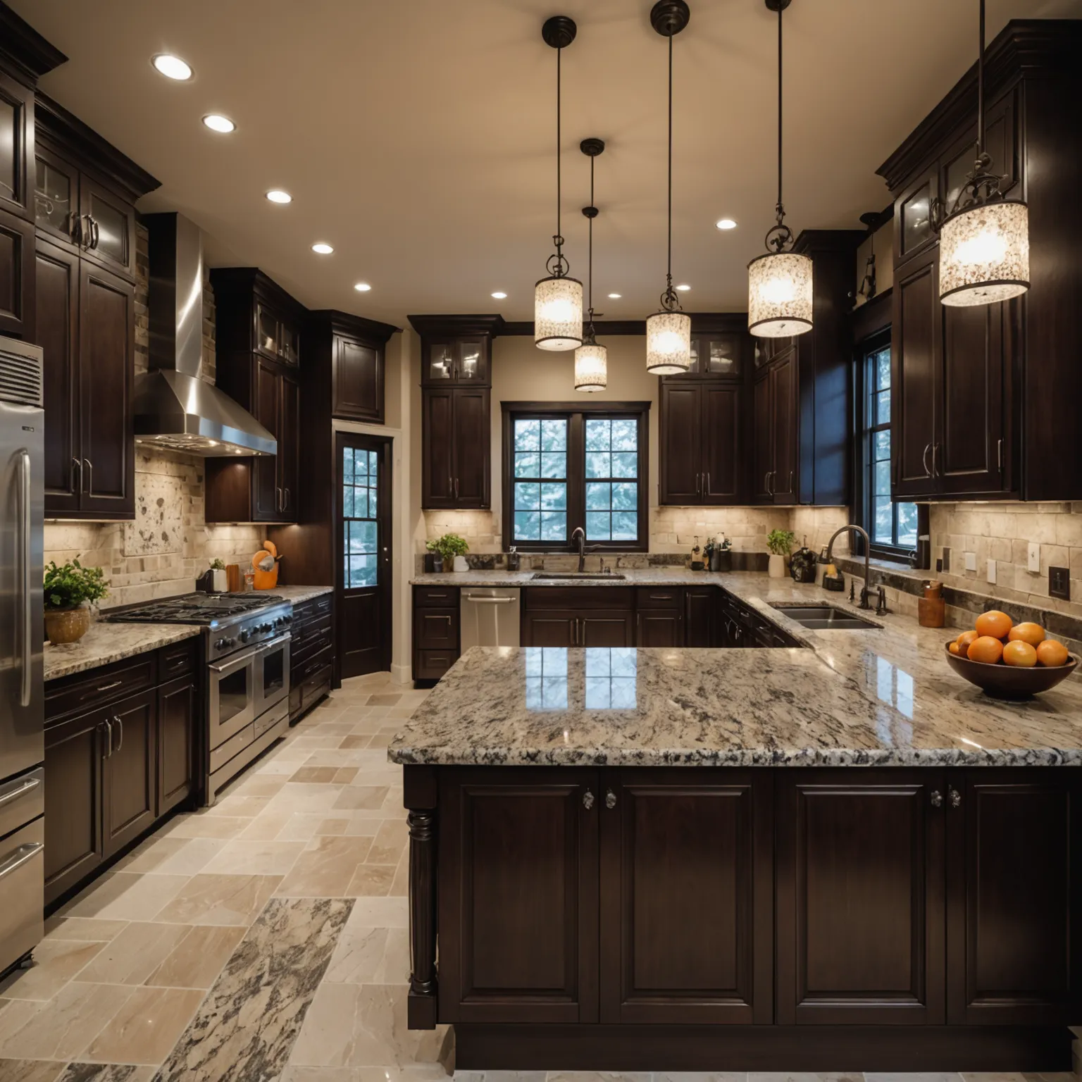 Granite countertop in a kitchen with natural stone texture