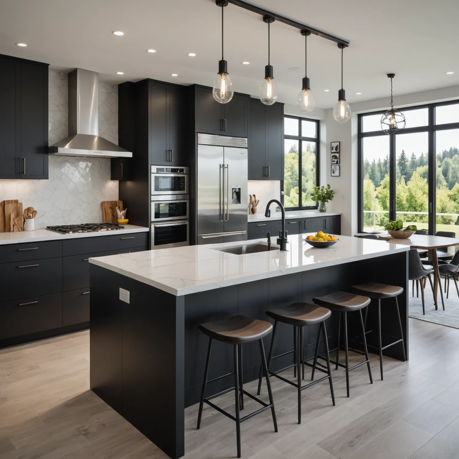 Quartz kitchen countertop with a smooth, even surface