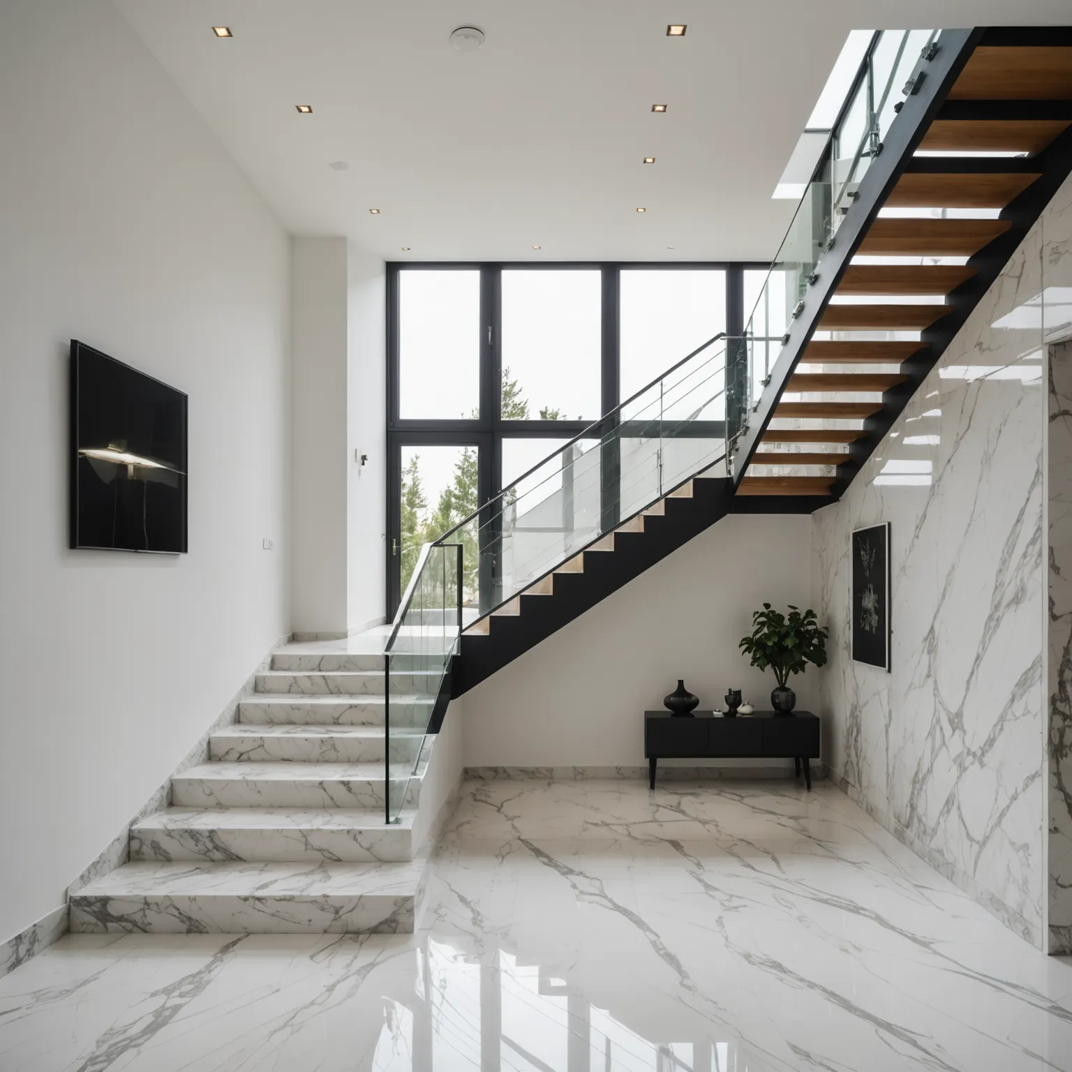 Marble steps with natural stone texture