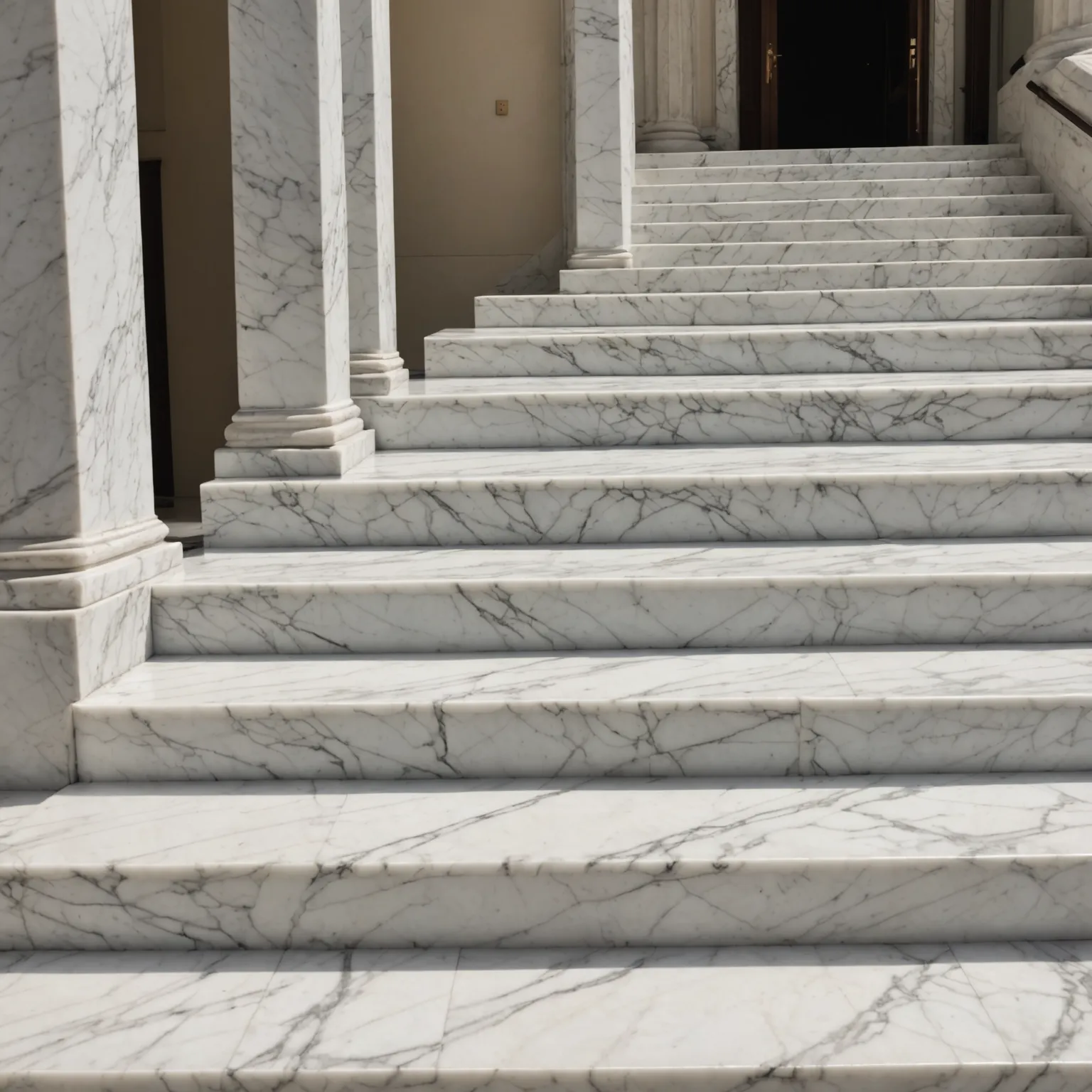 Marble staircase in a home entrance hall