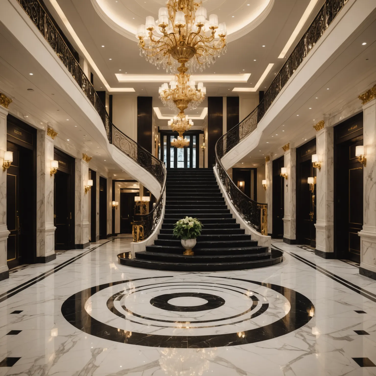 Marble staircase with integrated step lighting