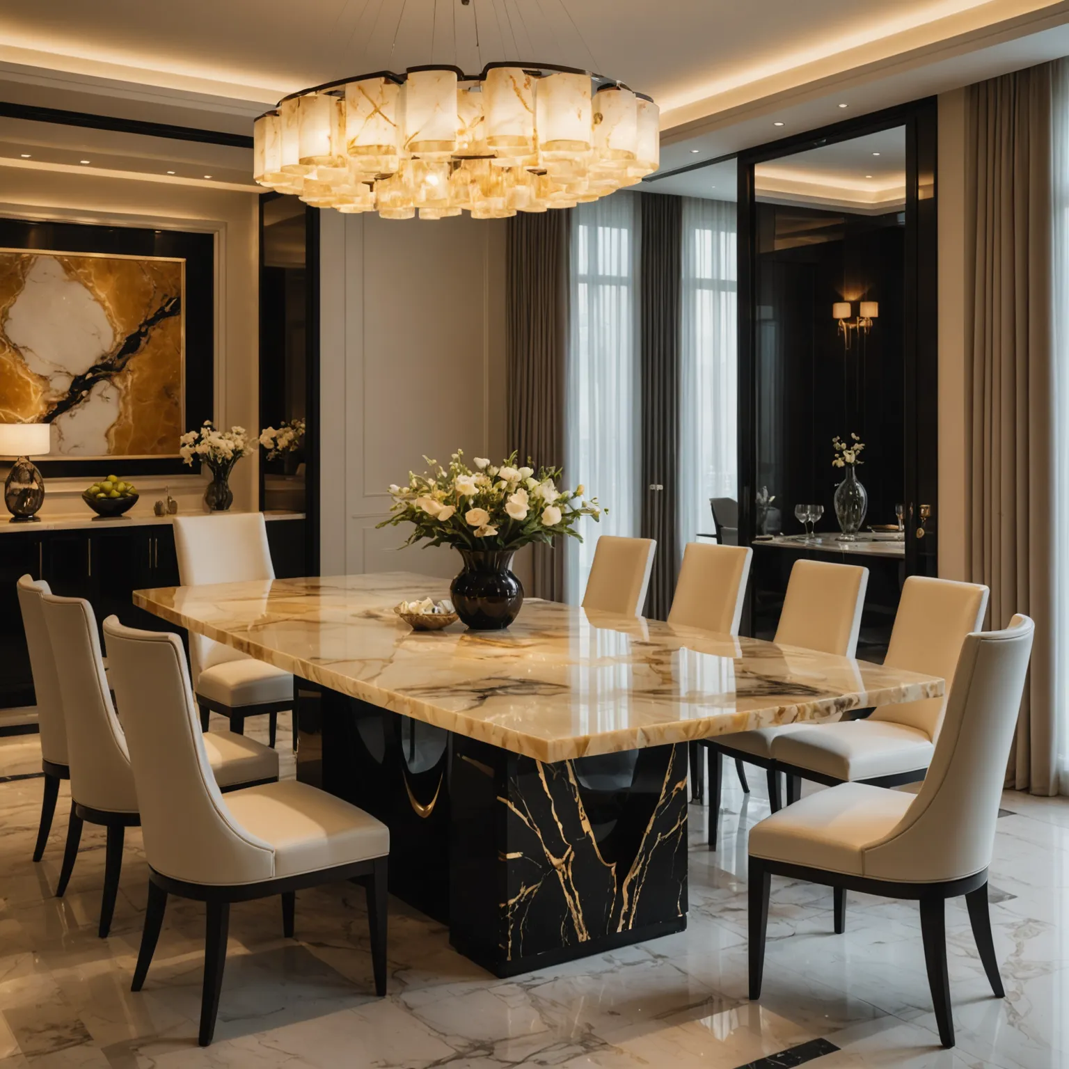 Onyx countertop in a residential interior with natural light