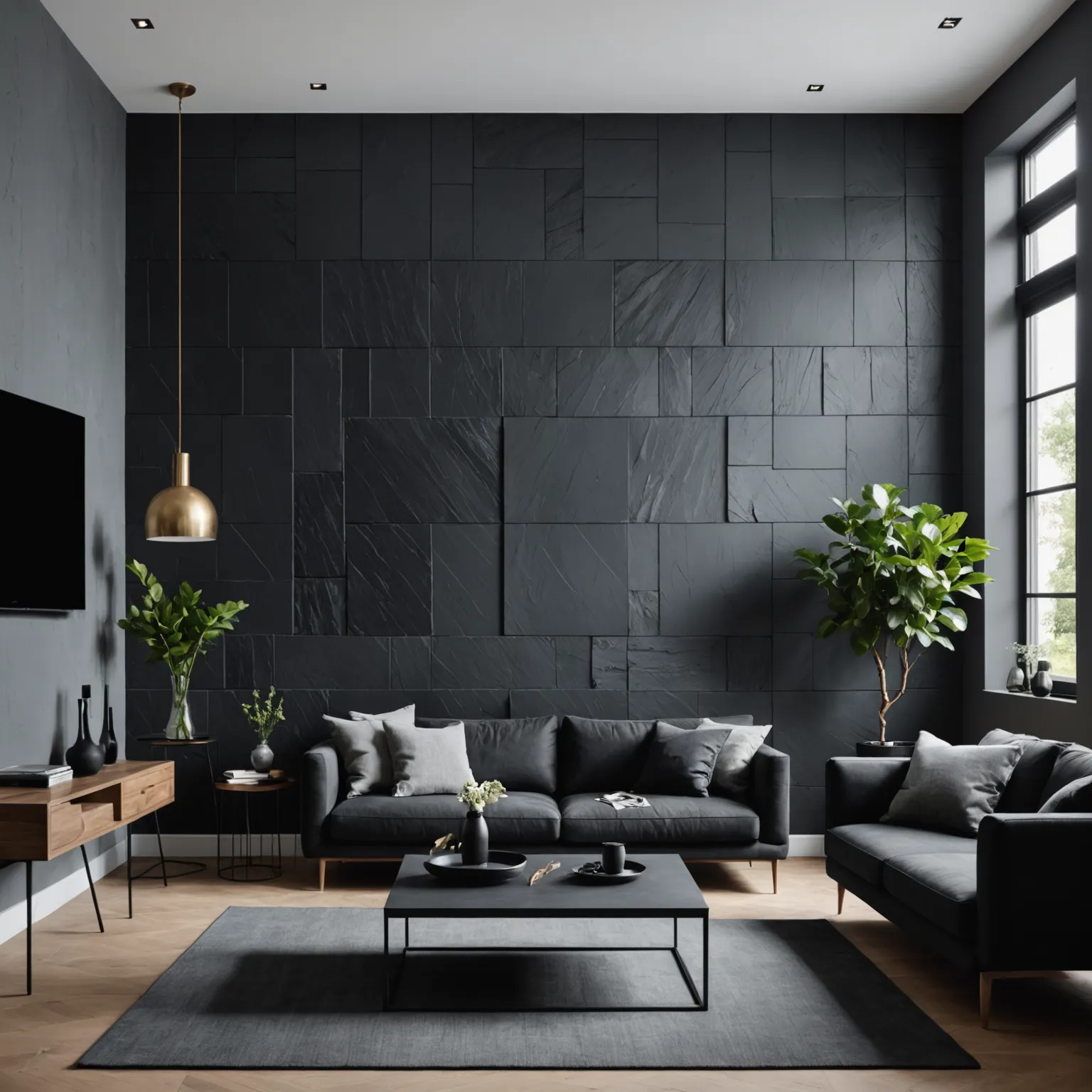 Slate used in a residential interior with natural stone texture